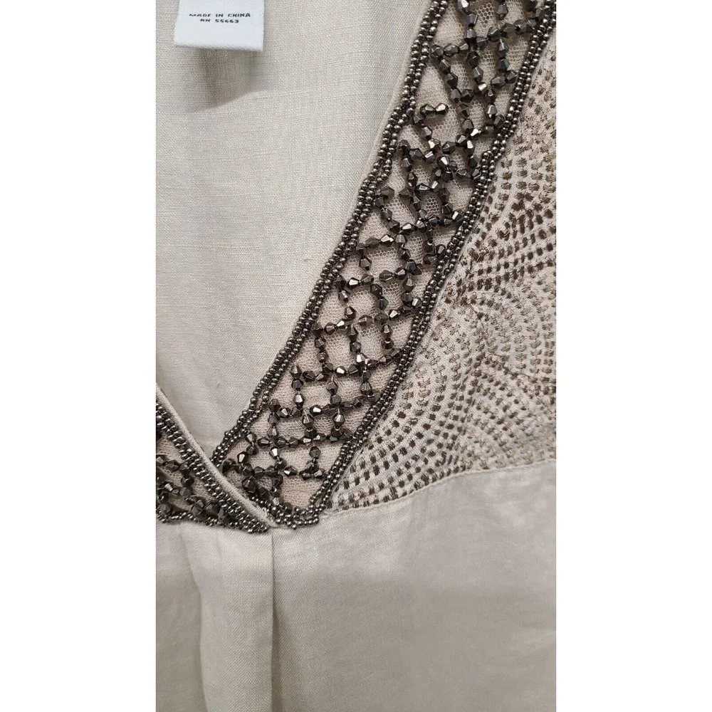 Peck & Peck Linen Tunic Womens Size Medium Sleeveless Embroidered Top - Picture 6 of 8